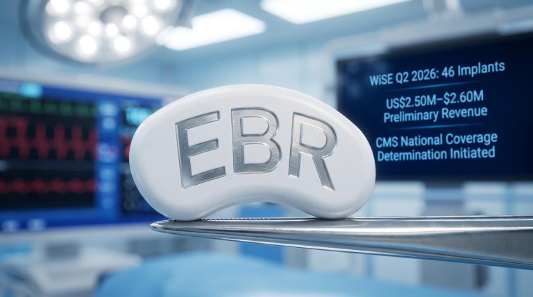 EBR Systems Posts 46 WiSE Implants With US$2.5M to US$2.6M Q2 Revenue Guidance