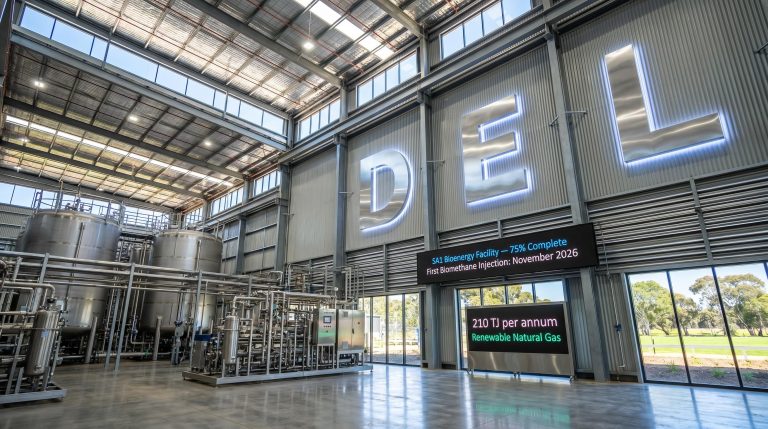 Delorean Hits 75% Build on Australia’s First Grid-Connected Biomethane Plant